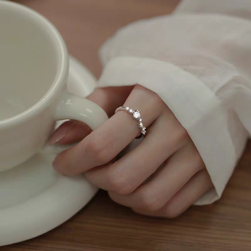 Buy 1 Piece 999 Sterling Silver Saturn & Star Cz Ring, Delicate Celestial Style, For Daily Wear & Valentine'S Gifts online at Fashionner.