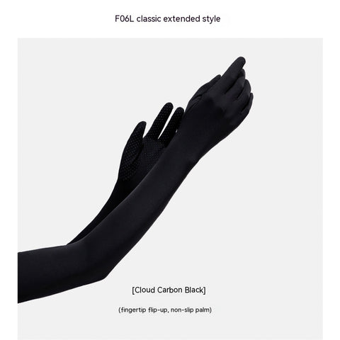 Gants manches longues femme en nylon et soie glacée de protection solaire UV - Manches longues de protection solaire d'été