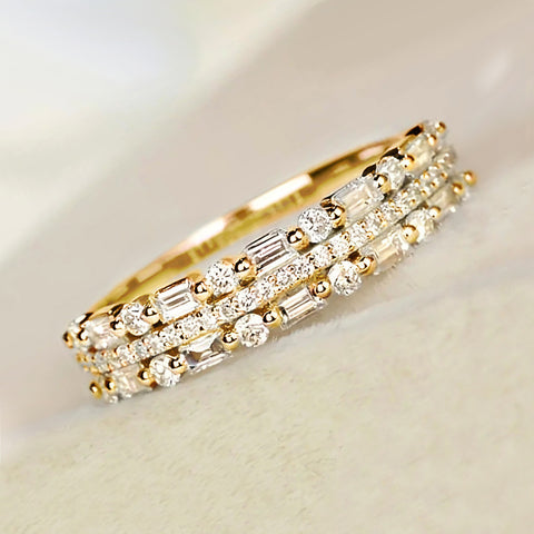 Bague multicouche trois couches fines lignes circulaires pour femmes, anneaux couvrant tout le doigt, cadeaux de bijoux