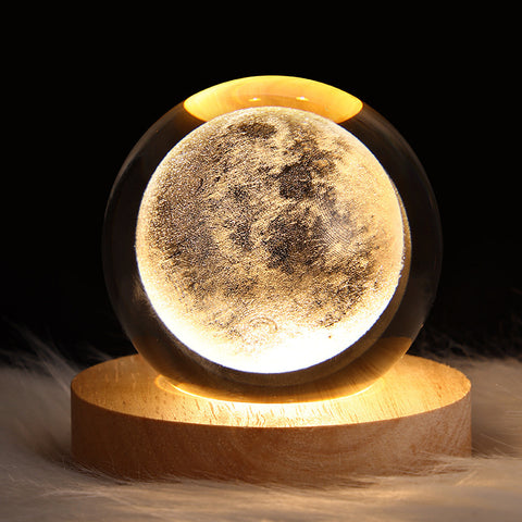 Ciel étoilé lumineux et planètes Lune Cristal de Lune Veilleuse Lampe de projection Lumière d'ambiance Cadeau créatif Nouveau cadeau insolite