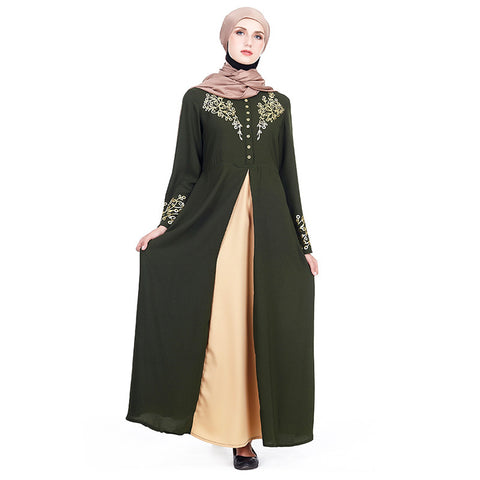 Robe arabe musulmane imprimée dorée pour femmes