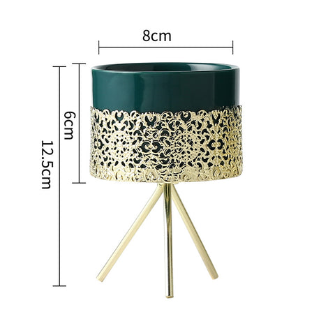 Pot hydroponique en céramique avec cadre en fer nordique simple pour plante verte
