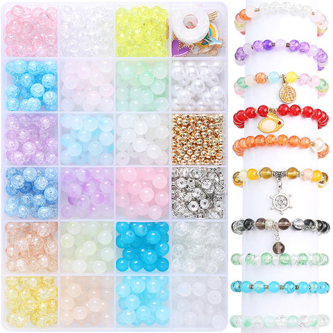 Perles rondes doubles en cristal de verre, kit de matériaux pour bracelet DIY fait à la main, boîte d'accessoires, matériaux pour enfiler les perles