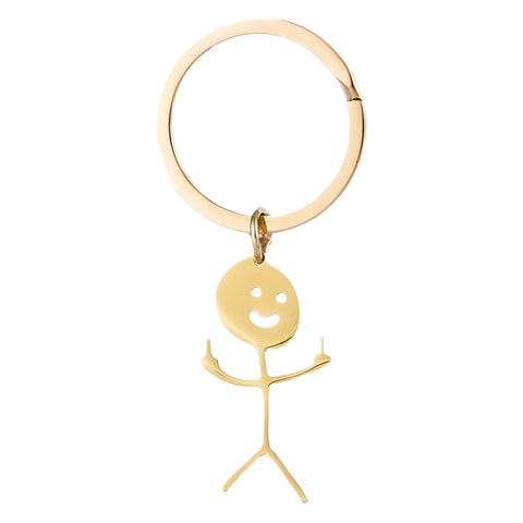 Porte-clés en acier inoxydable avec pendentif personnalisé pour couple de dessin animé
