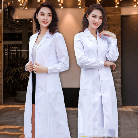 Blouse de laboratoire à manches longues pour femme médecin, robe d'infirmière à manches courtes