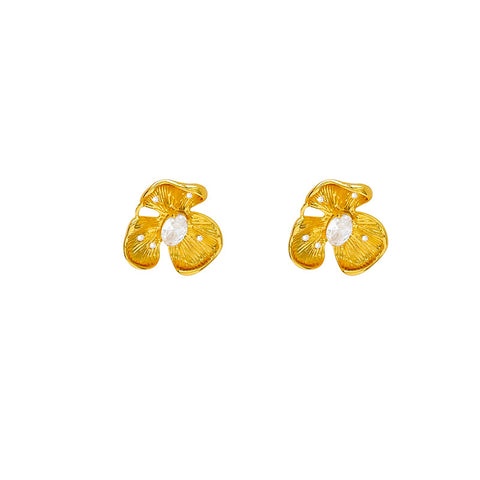 Buy Golden Small Flower Stud Earrings For Women online at Fashionner.