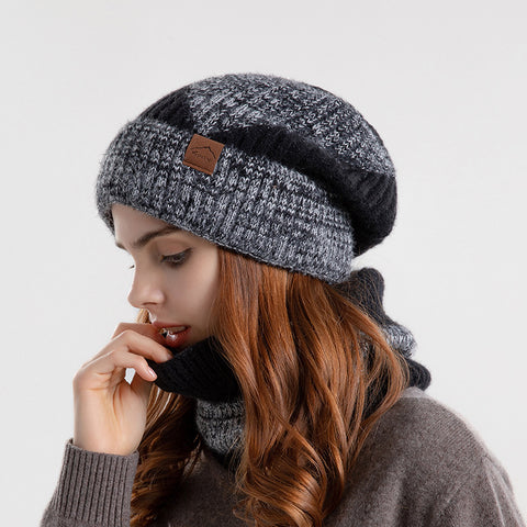 Ensemble de 2 pièces bonnet tricoté avec écharpe, bonnet d'hiver bicolore et écharpe en laine épaisse et chaude avec cache-oreilles