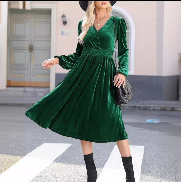 Solid Color Long Sleeve Dress For Women
