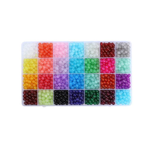 Perles rondes doubles en cristal de verre, kit de matériaux pour bracelet DIY fait à la main, boîte d'accessoires, matériaux pour enfiler les perles