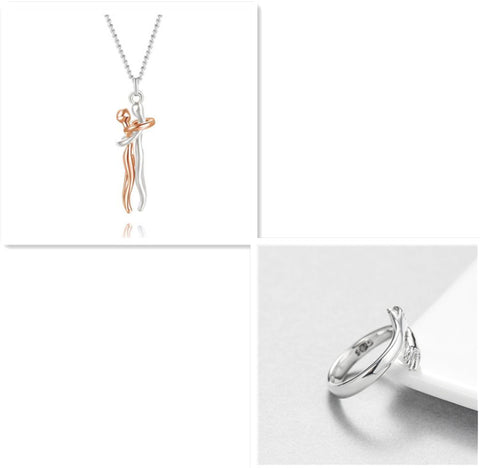 Love Hug Necklace Unisex Men Women Couple Jewelry Simple Temperament Clavicle Chain Valentines Day Lover Gift - Fashionner