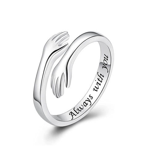 Bagues Étreintes Or Rose Argent "Toujours avec Toi" Pour Femmes Hommes