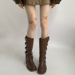 Lolita Tattoo Y2g Tattoo Print Butterfly Stockings - Fashionner