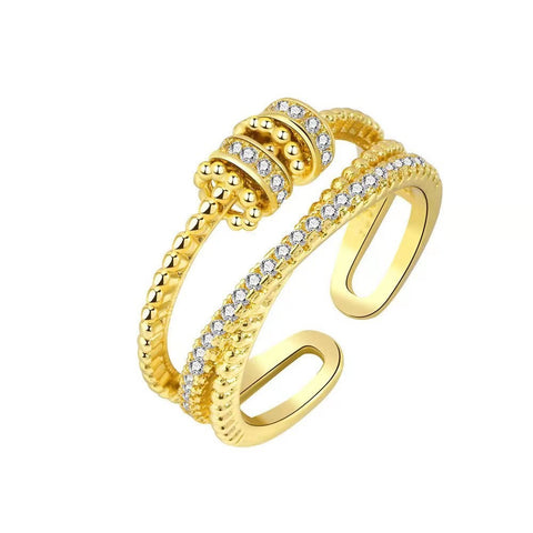 Anneaux d'anxiété pivotants avec perles, anneaux anti-stress pour femmes et hommes, bijoux