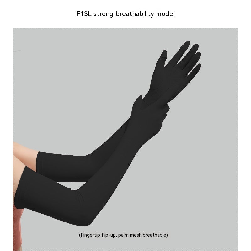 Nylon Ice Silk Long Sun Protection Ice Sleeve Gloves Women's UV Protection Sleeves Sun Protection Summer Long Arm Guard