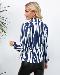 Ladies Fashion Print Lapel Small Blazer - Fashionner