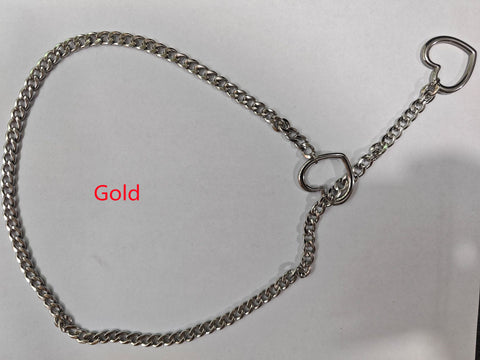 Collier réglable en forme de cœur, maille cubaine