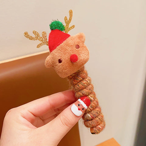 Jolies filles bande élastique en caoutchouc Noël enfants fil téléphonique cheveux spirale bobine festive habiller les accessoires de cheveux d'enfant coiffure