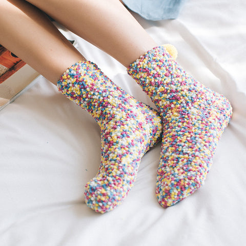 Thickened Fleece-lined Confinement Coral Fleece Sleeping Wear Warm Terry Sleeping Socks - Fashionner