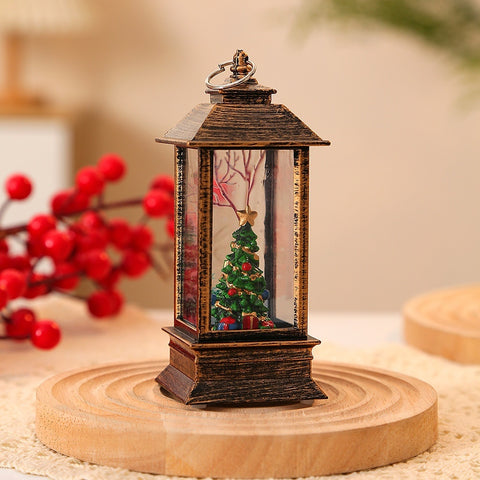 Lampe à Huile Portable de Noël Père Noël Lumières LED de Nuit Alimentées par Piles Lanternes Suspendues Intérieures Extérieures Décoration de Fête Festive