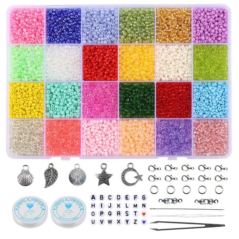 Household Glass Color Loose Beads 24 Colors Set