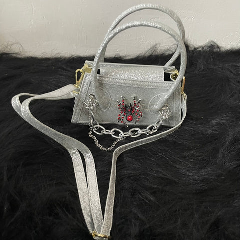 Mini sac à bandoulière foncé en peau de serpent araignée
