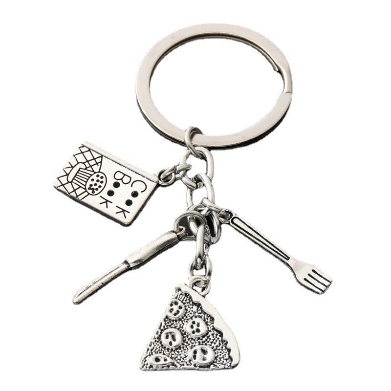 Girl Heart Cake Mold Pizza Keychain Bag Charm
