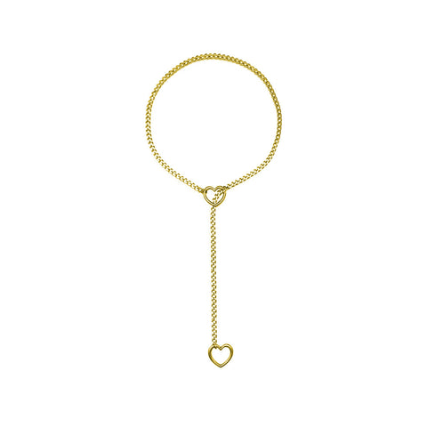 Collier réglable en forme de cœur, maille cubaine