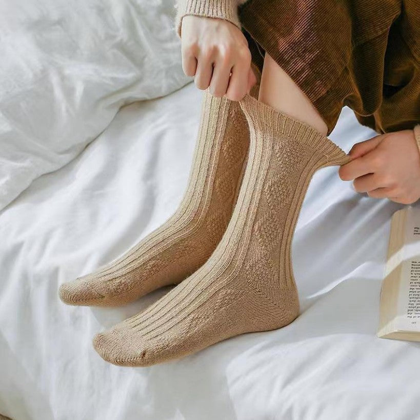 Women's Fashion Rhombus Wool Socks - Fashionner