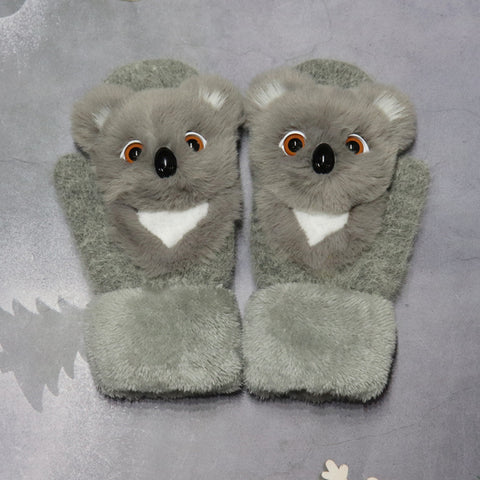 Gants d'hiver en peluche animaux pour femmes