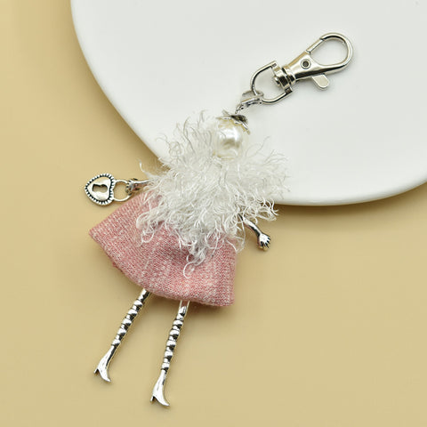 Porte-clés pour femme, pendentif de sac à main fait à la main avec personnage de dessin animé