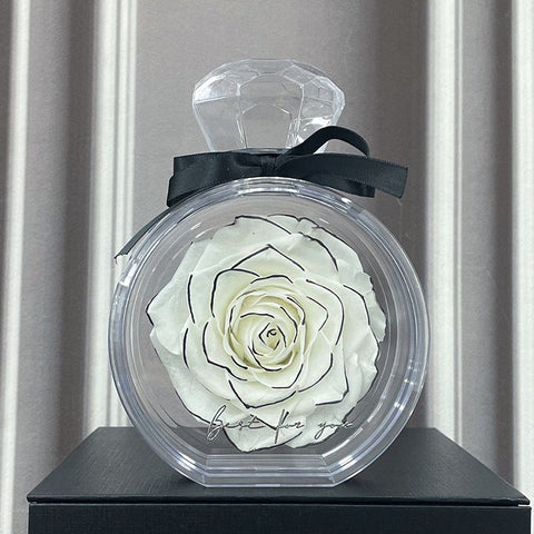 Ornements naturels de fleurs éternelles Housse transparente Boîte cadeau de roses séchées pour Noël Nouvel An Saint-Valentin Décoration intérieure