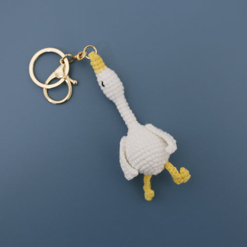 Pendentif cygne en laine tissée, porte-clés crocheté à la main, produit fini artisanal créatif