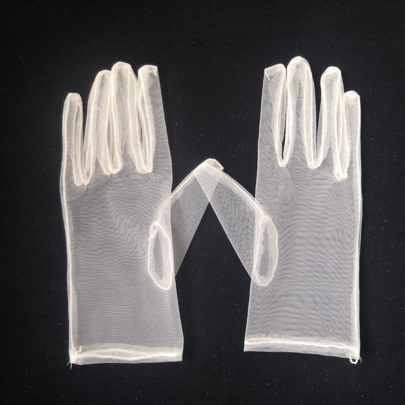 Wedding Gloves Bridal Wedding Dress Long Fingerless Pearl Yarn Gloves White Yarn Luxury Hollow Out Spot Drill