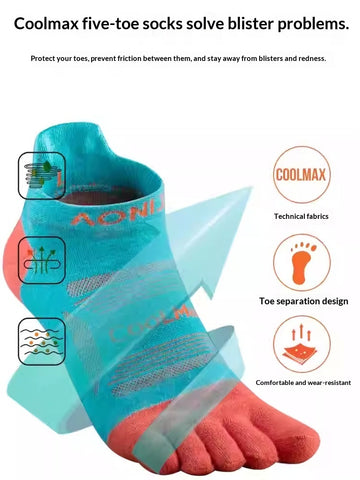 Chaussettes de sport de course, de marathon et de randonnée fendues pour hommes et femmes