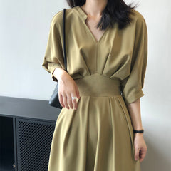 V-neck Dresses Women Temperament Waist - Fashionner