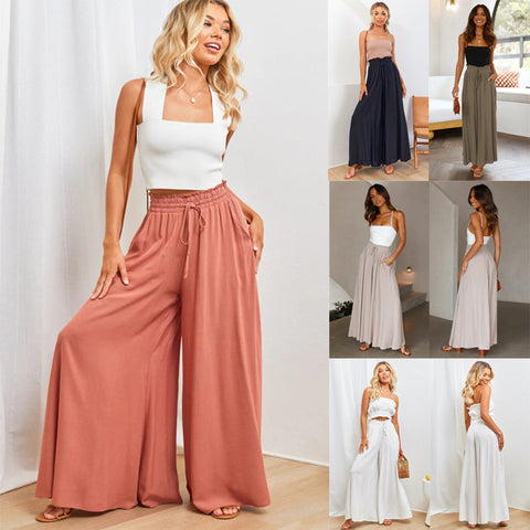 Womens Pants Wide Leg Loose Comfy Lounge Sweatpants With Pockets - Fashionner