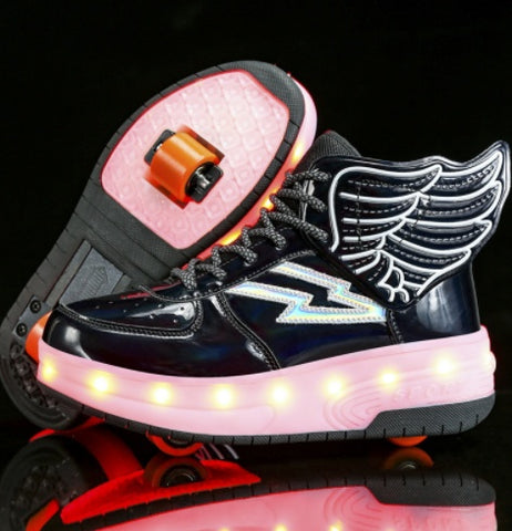 Chaussures à roulettes lumineuses à double roue pour étudiant