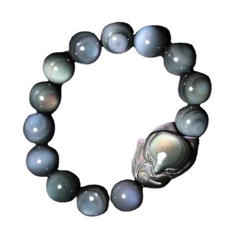 Obsidian Fox Carved Bracelet Couple Bracelet