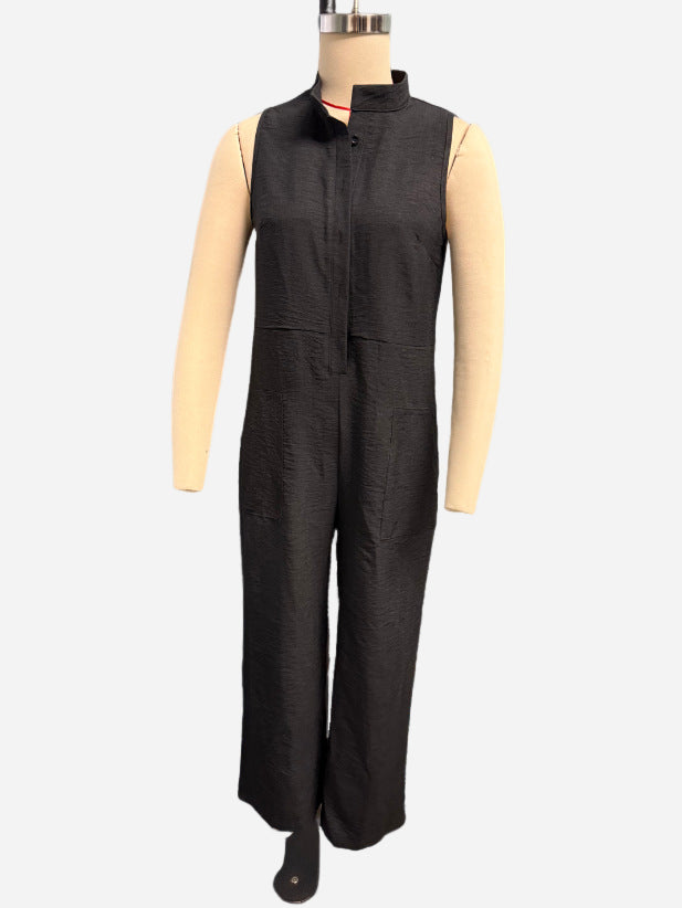 Buy Summer Sleeveless Jumpsuit With Pockets Fashion Casual V-Neck Buttons Trousers Women'S Overall Pants online at Fashionner.