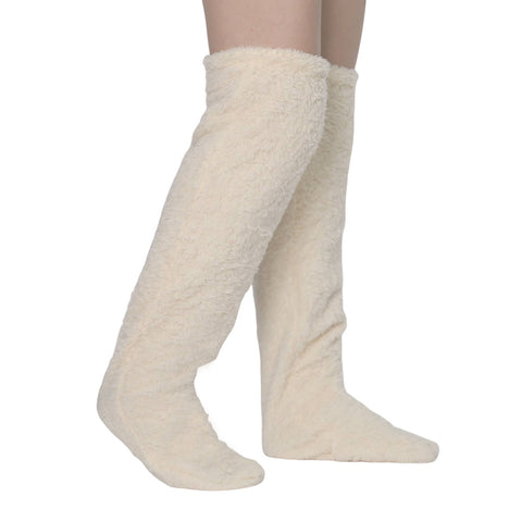 Buy Over Knee High Fuzzy Long Socks Winter Warm Cold Leg Knee Joint Cold-Proof Stockings Home Floor Sleeping Socks online at Fashionner.