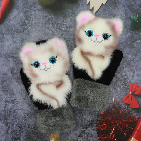 Gants d'hiver en peluche animaux pour femmes