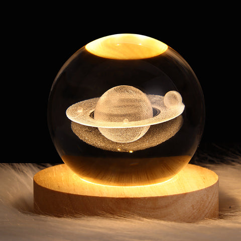 Ciel étoilé lumineux et planètes Lune Cristal de Lune Veilleuse Lampe de projection Lumière d'ambiance Cadeau créatif Nouveau cadeau insolite