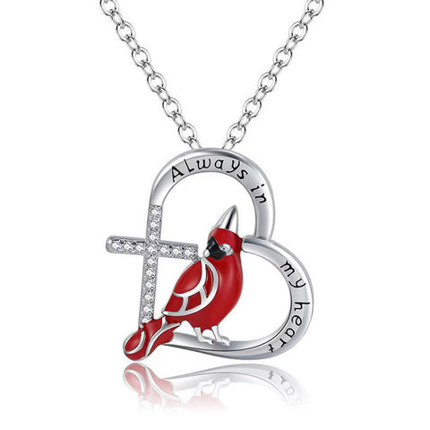 Collier Pendentif Cardinal Créatif en Forme de Cœur, Bijou Commémoratif Exquis pour Fête, Cadeaux d'Anniversaire, Cadeau de Saint-Valentin