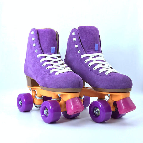 Patin à roulettes en daim violet pour hommes, femmes et enfants