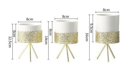 Pot hydroponique en céramique avec cadre en fer nordique simple pour plante verte