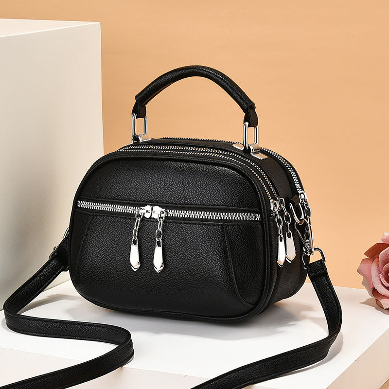 New Female Lady Versatile Large Capacity Lightweight Soft Leather Shoulder Bag - Fashionner