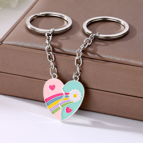 Ornements Pendentifs Mignons en Forme de Cœur pour Couple avec Boucle de Clé