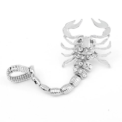 Grande Bague Scorpion Or Argent Cristal Scorpion Queue Élastique Bagues Double Doigt Pour Femmes Hommes