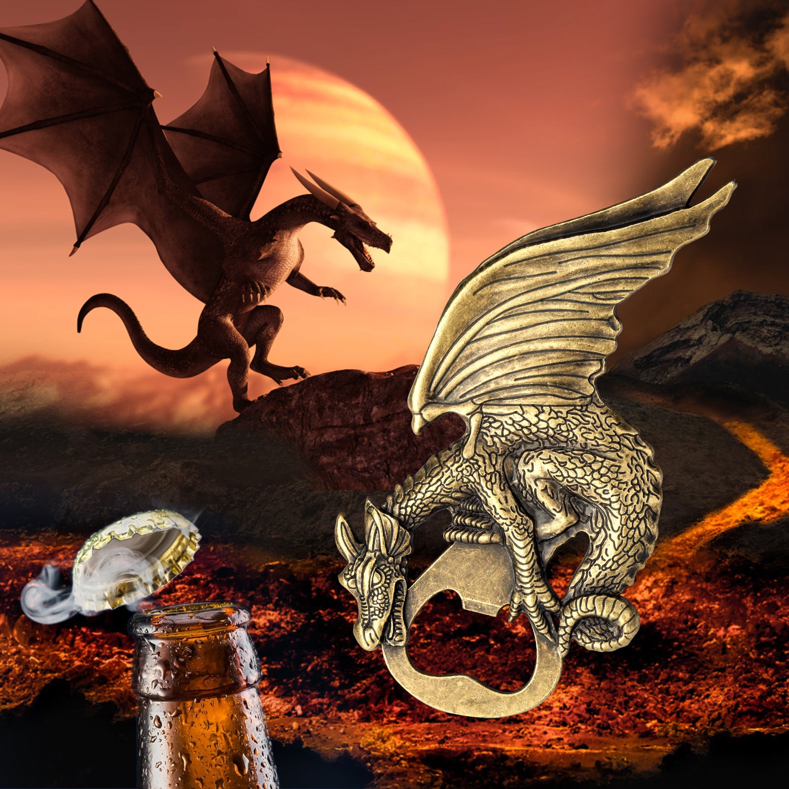 Metal Crafts Zinc Alloy Electroplating Dinosaur Beer Bottle Opener