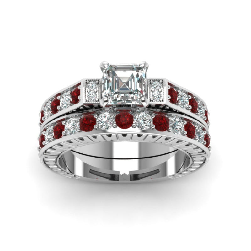 Buy Micro-Paved Square Zircon Couple Rings For Women online at Fashionner.